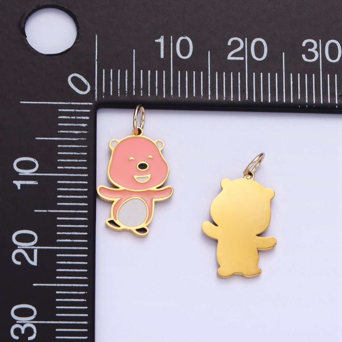 Stainless Steel Pink Beaver Charm Enamel Animal Kids Jewelry Pendant | P1006 - DLUXCA