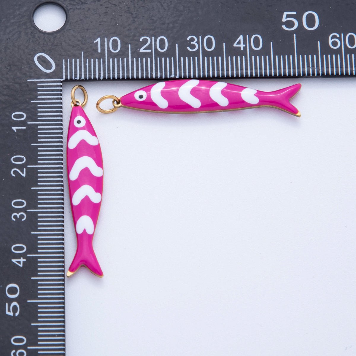 Stainless Steel Pink, Blue White - Lined Fish Sea 3D Multidimensional Charm | AF391 AF392 - DLUXCA