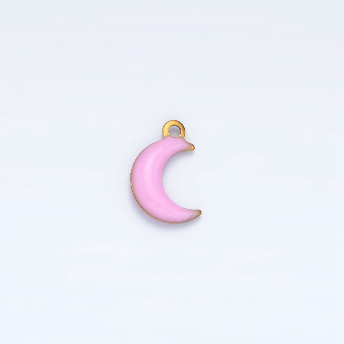 Stainless Steel Pink, Green, White Enamel Mini Crescent Moon Charm | P1017 - DLUXCA