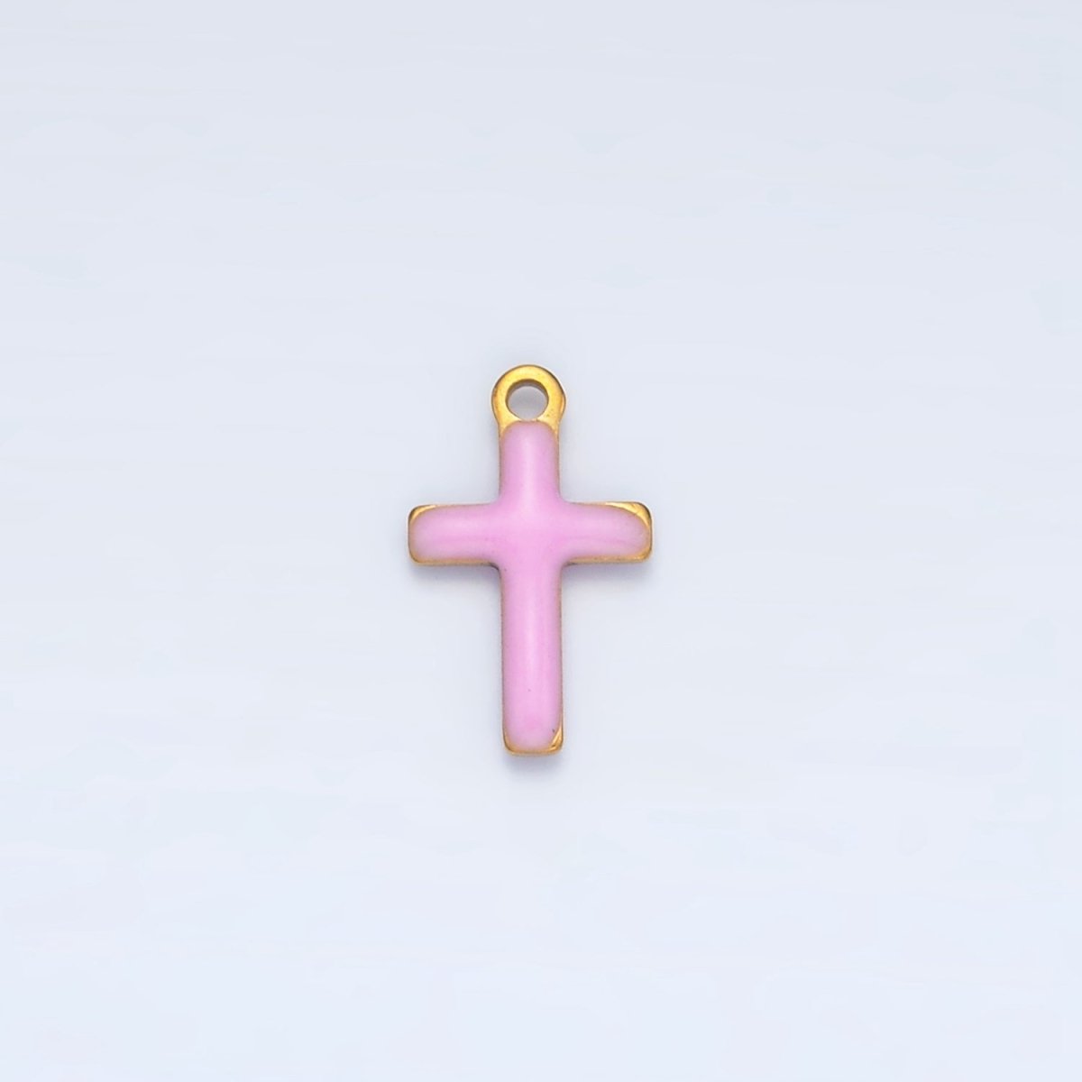 Stainless Steel Pink, Green, White Enamel Mini Cross Charm | P1020 - DLUXCA