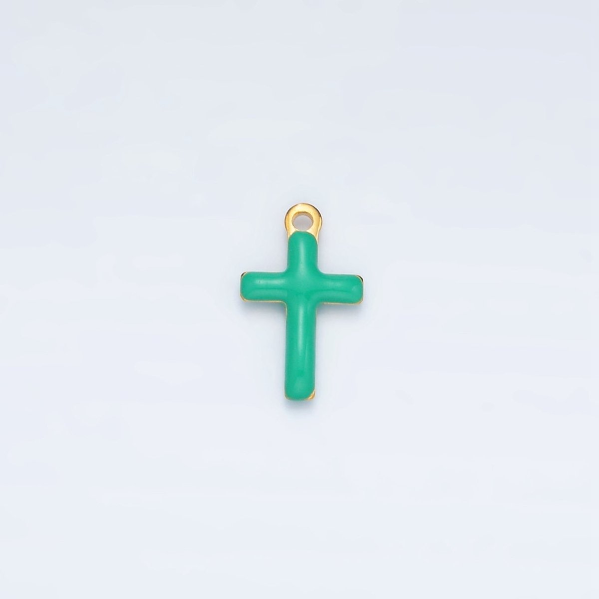 Stainless Steel Pink, Green, White Enamel Mini Cross Charm | P1020 - DLUXCA