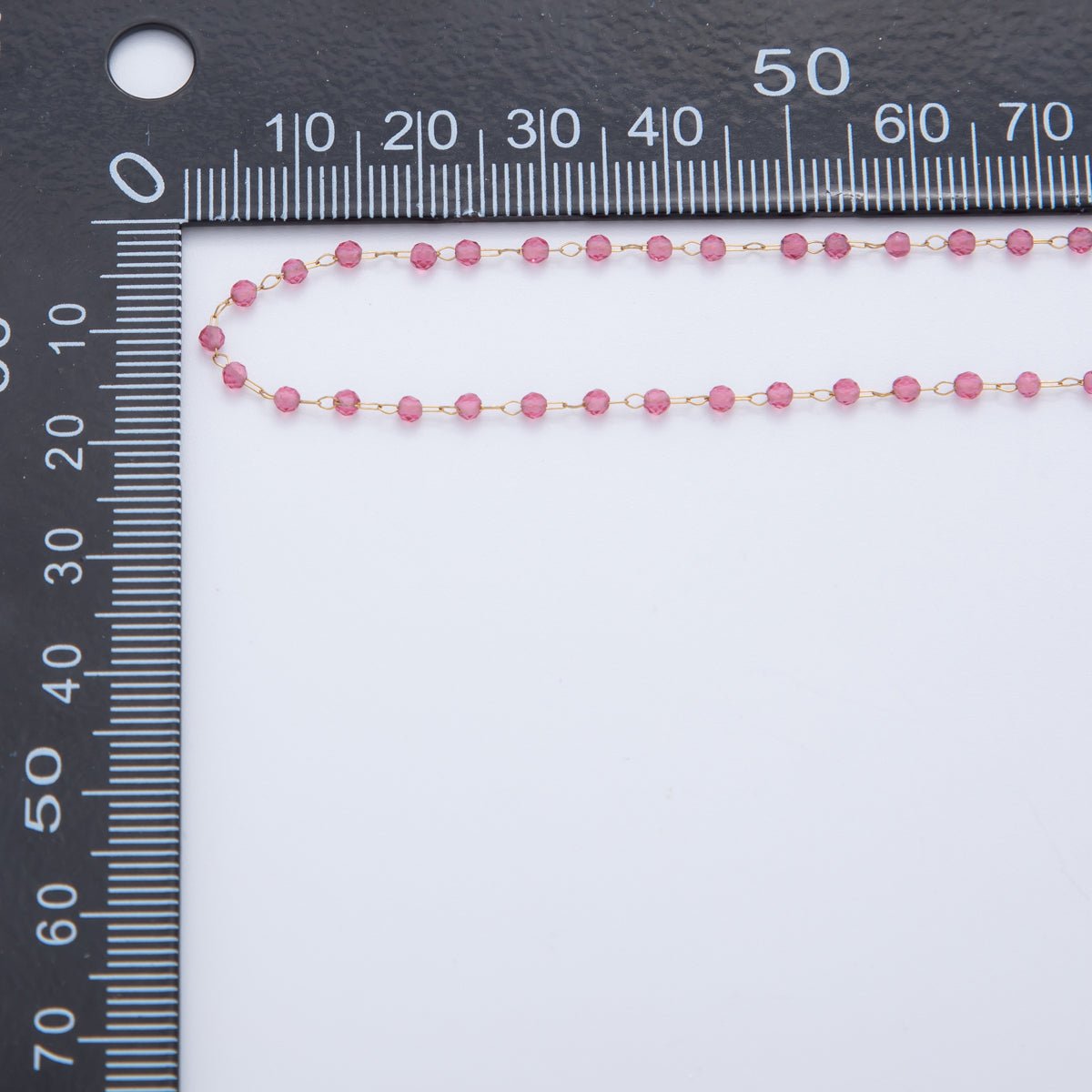 Stainless Steel Pink Multifaceted Round Gemstone Cable Unfinished Chain by Yard | Roll - 1613 - DLUXCA