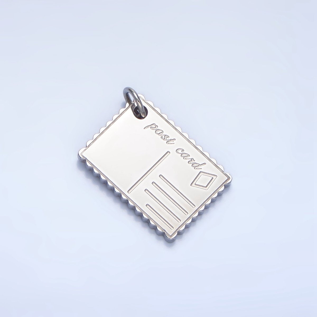 Stainless Steel Post Card Engraved Charm in Gold & Silver | P1259 - DLUXCA