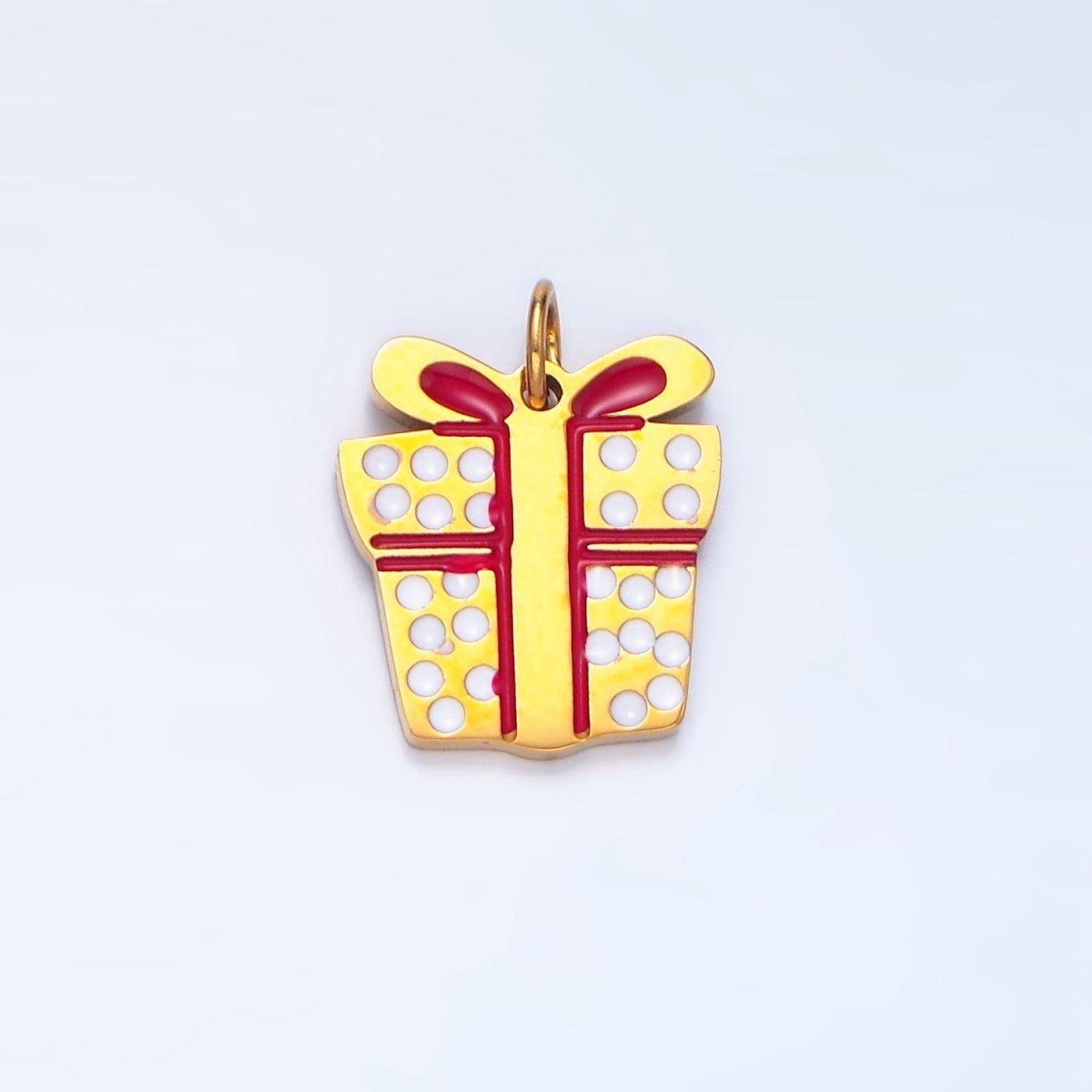 Stainless Steel Present Gift Dotted Enamel Christmas Holidays Charm | P1511 - DLUXCA