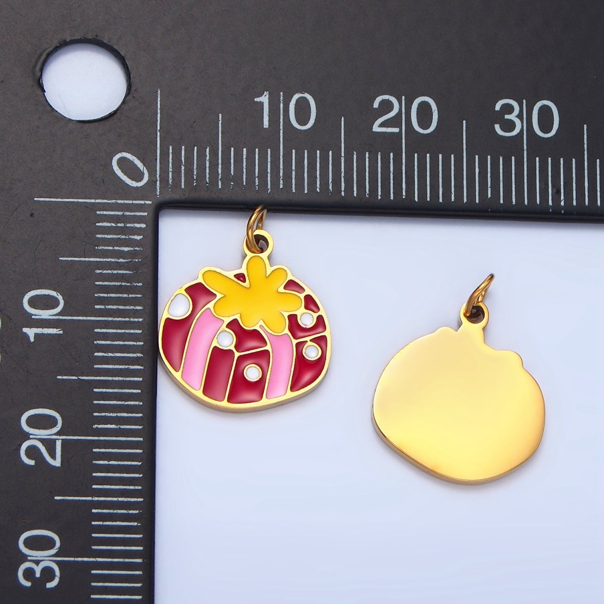 Stainless Steel Presents Gift Enamel Christmas Holiday Charm | P1515 - DLUXCA