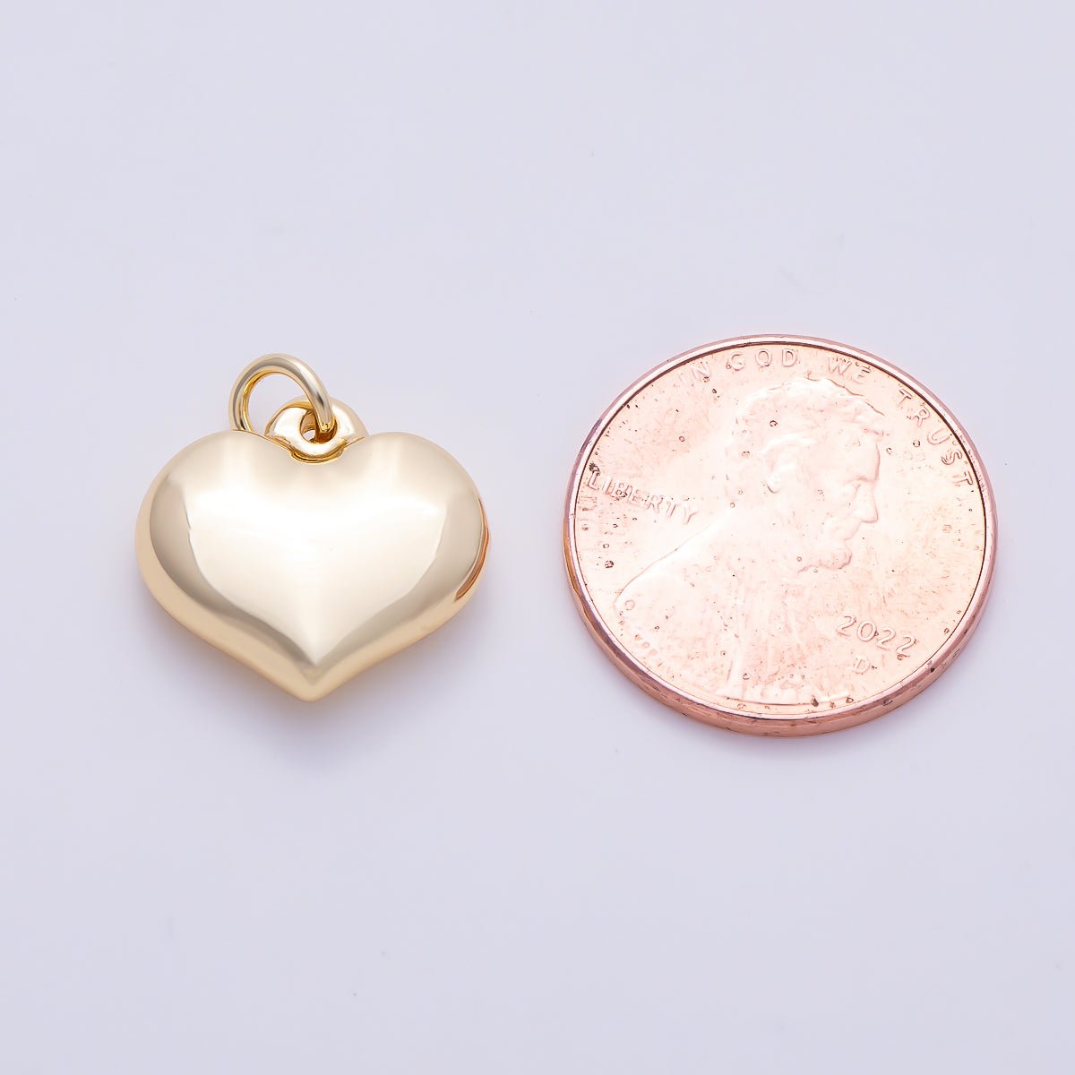 Stainless Steel PVD 15mm Minimalist Chubby Heart Charm in Gold & Silver | Charms-01578 Charms-01579 - DLUXCA