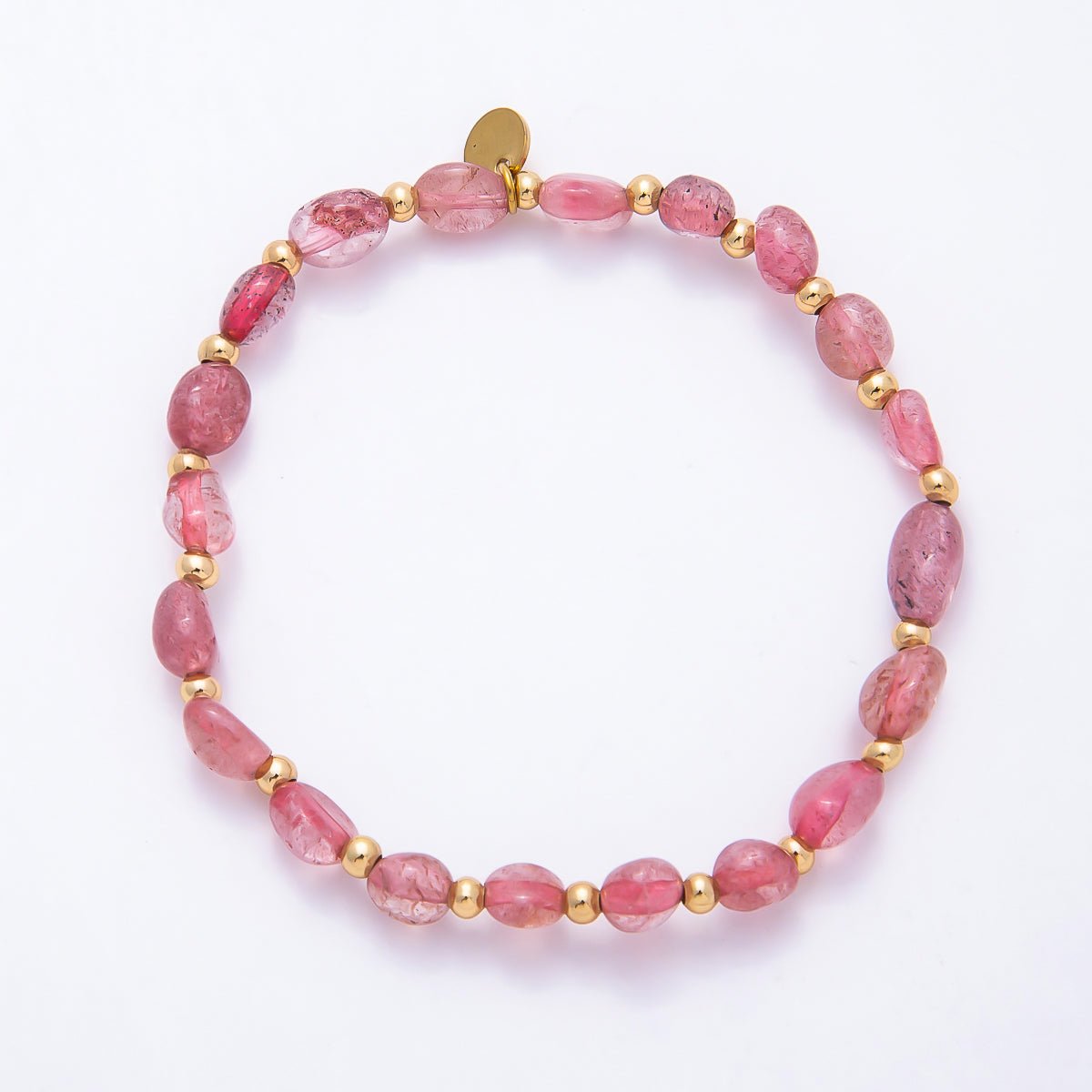 Stainless Steel PVD Gold Gemstone Pebble Bead 7.5 Inch Stretch Bracelet | WA-00120 ~ WA-00160 - DLUXCA