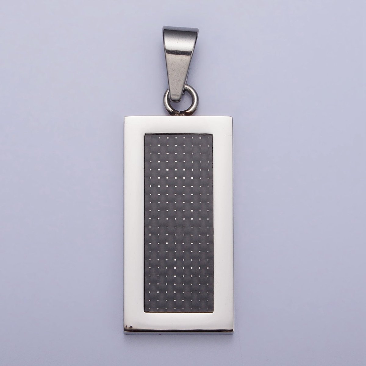 Stainless Steel Rectangular Black Matte Tag Pendant in Gold & Silver | P1100 - DLUXCA