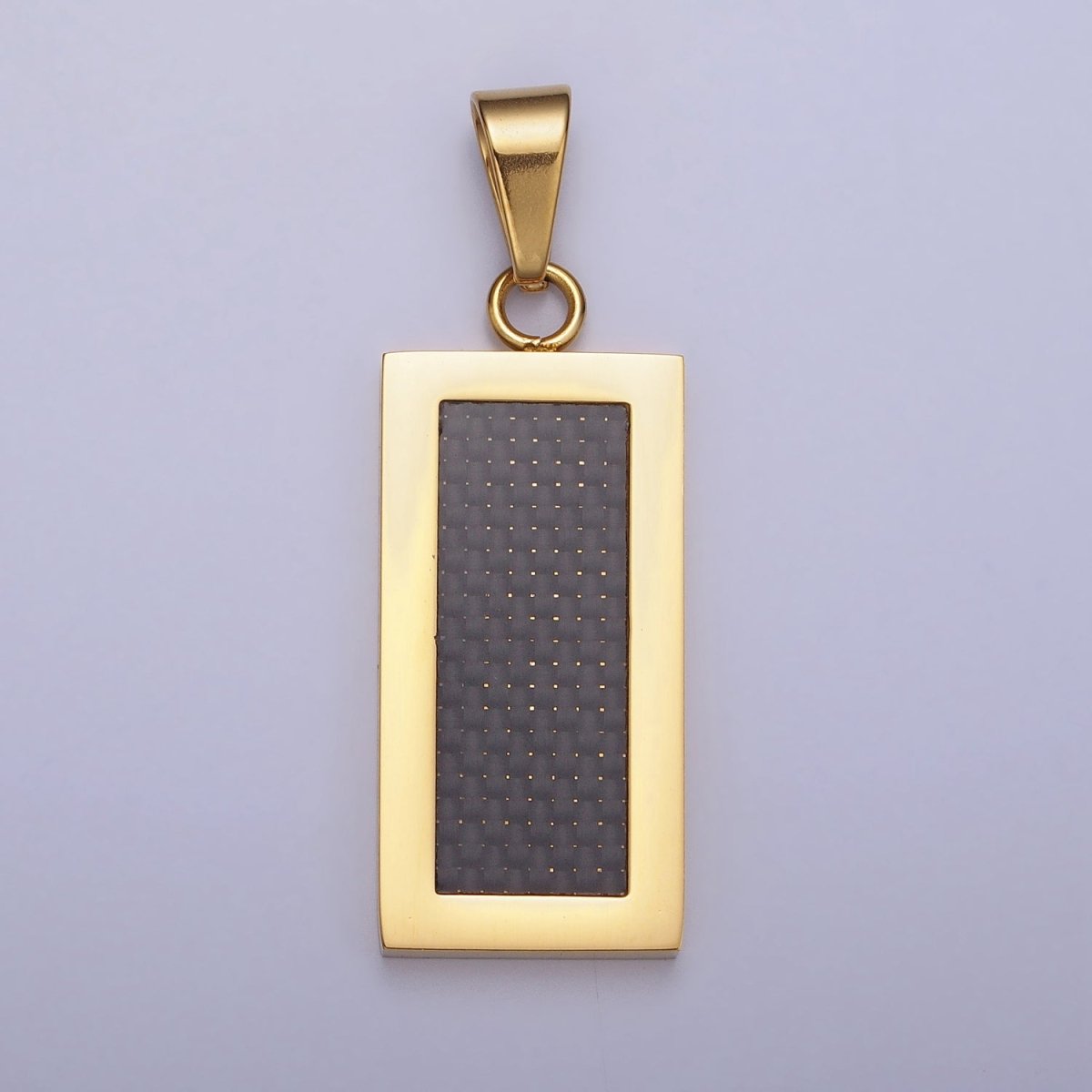 Stainless Steel Rectangular Black Matte Tag Pendant in Gold & Silver | P1100 - DLUXCA