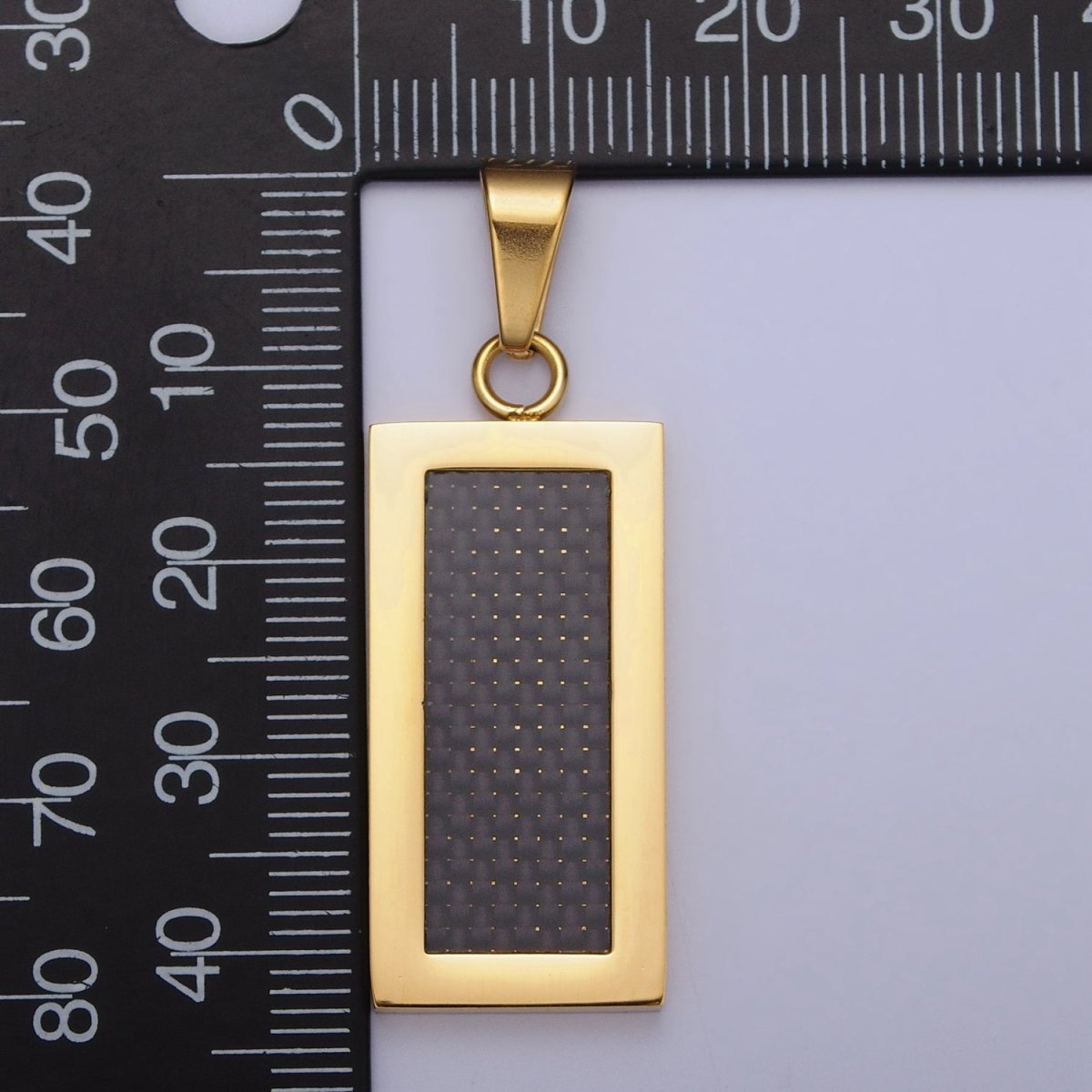 Stainless Steel Rectangular Black Matte Tag Pendant in Gold & Silver | P1100 - DLUXCA