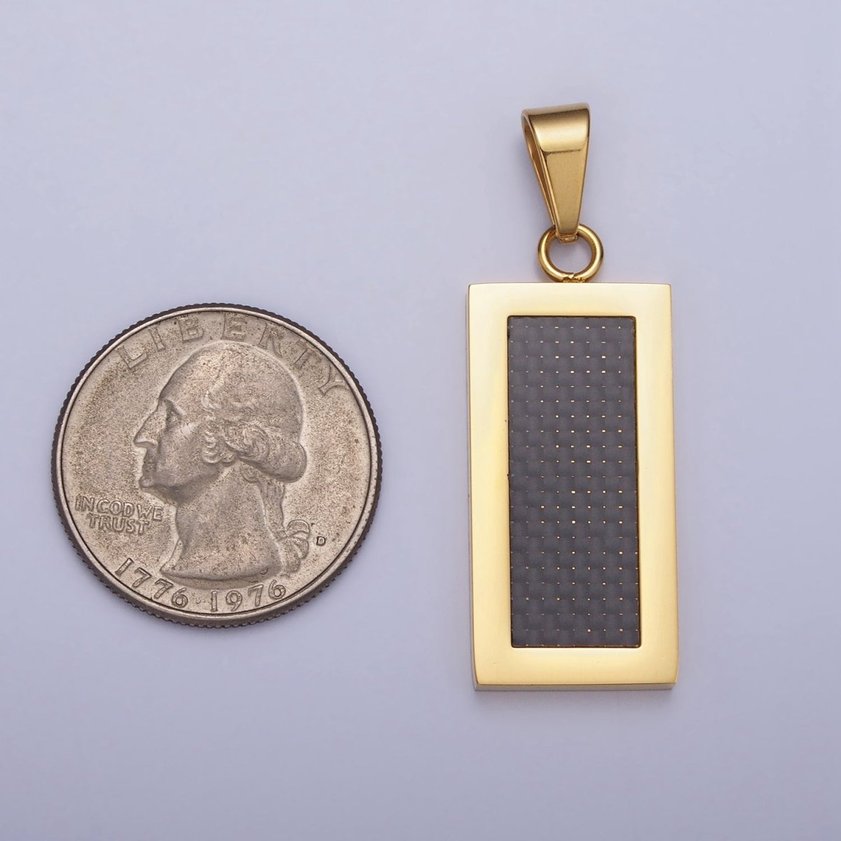 Stainless Steel Rectangular Black Matte Tag Pendant in Gold & Silver | P1100 - DLUXCA