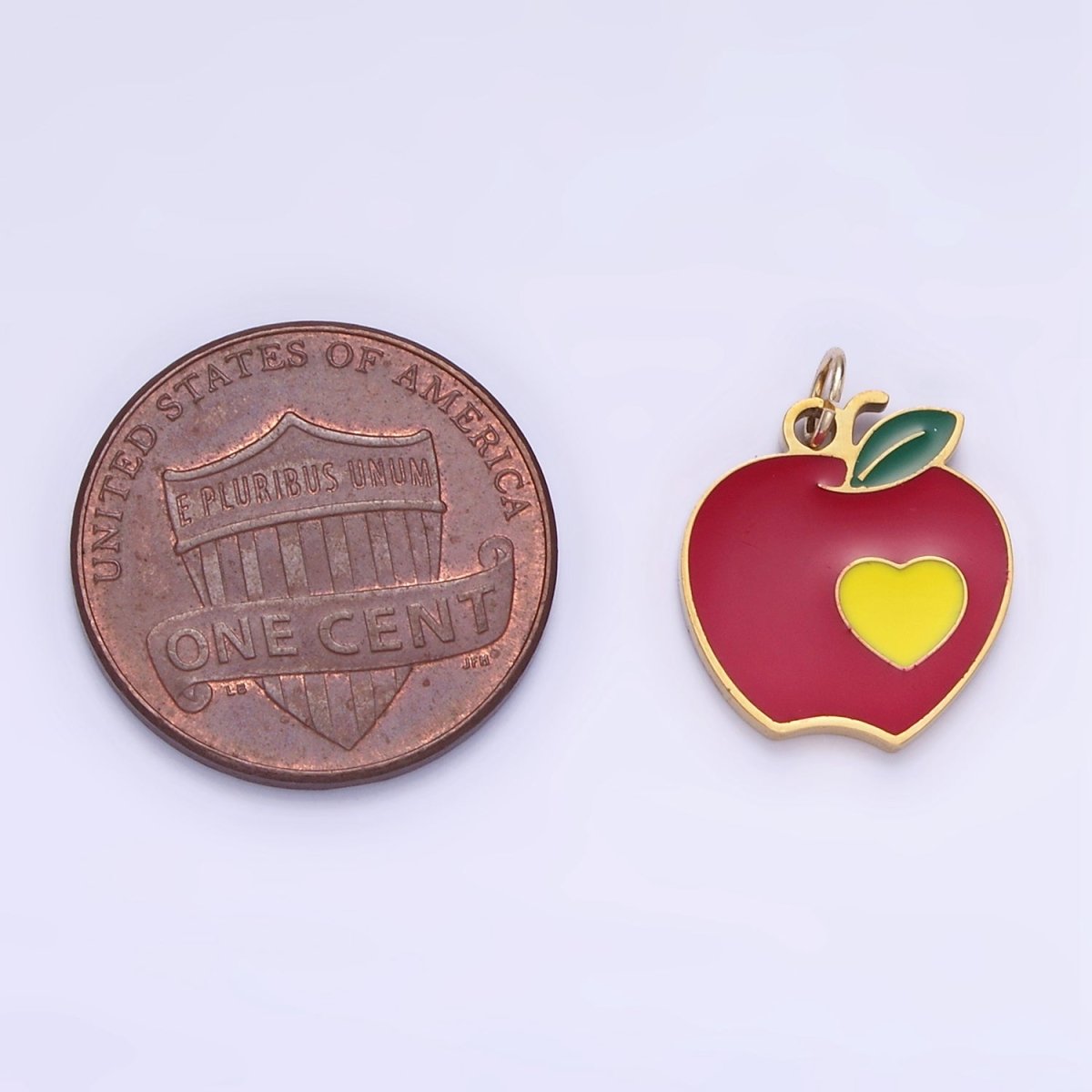 Stainless Steel Red Apple Charm Enamel Fruit Pendant | P997 - DLUXCA