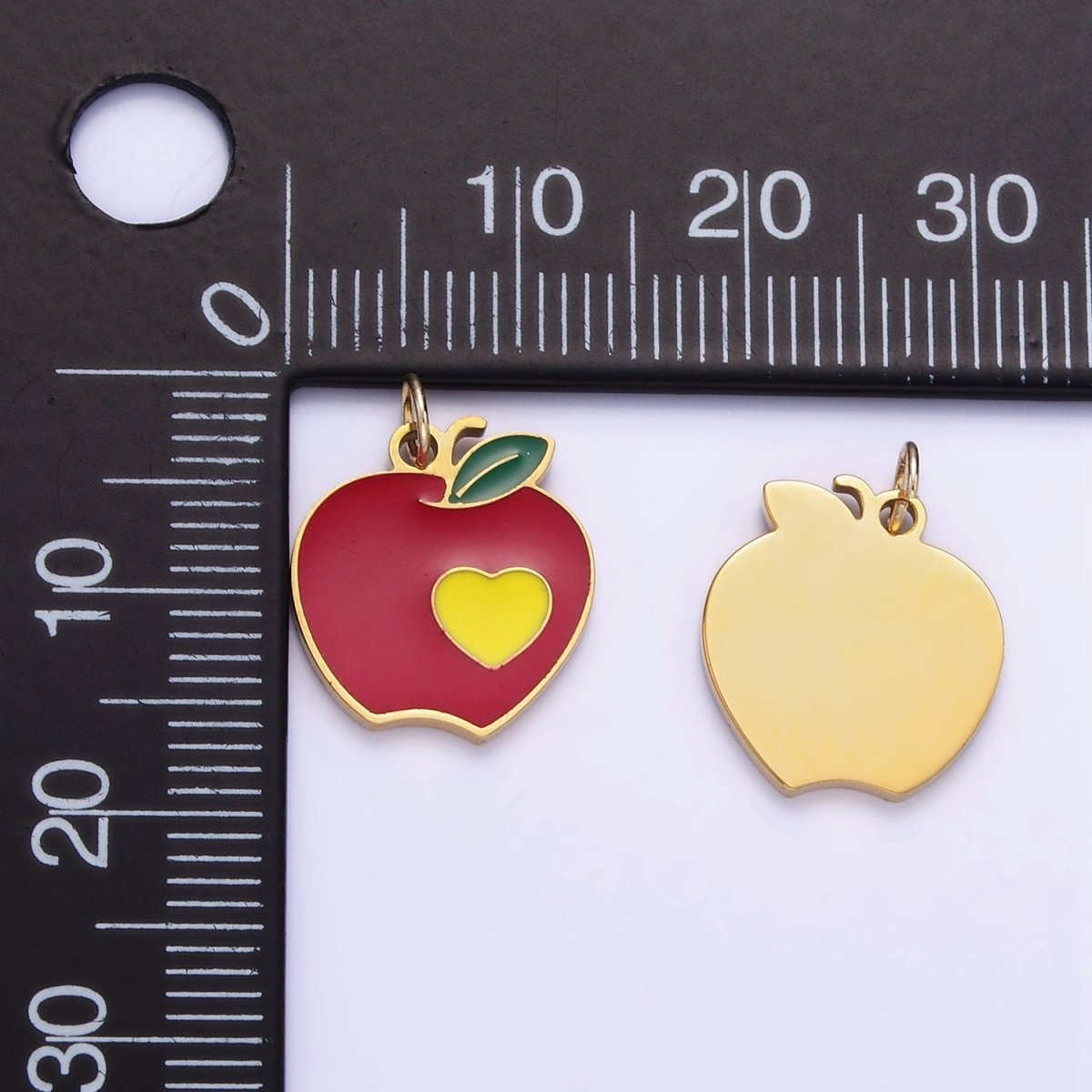 Stainless Steel Red Apple Charm Enamel Fruit Pendant | P997 - DLUXCA