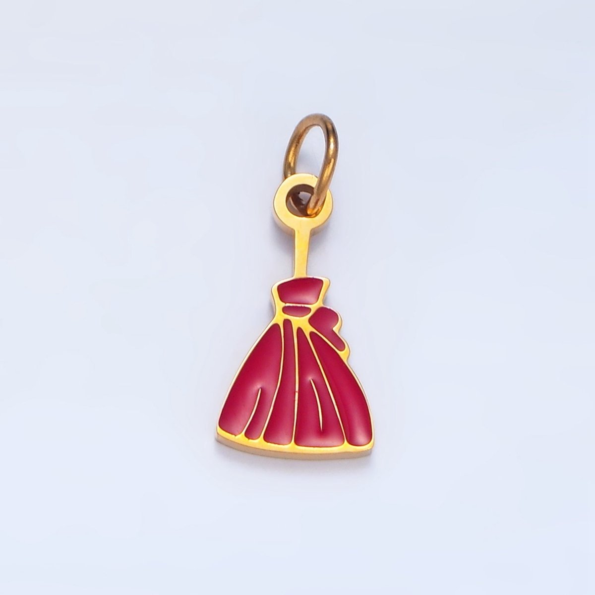 Stainless Steel Red Enamel Dress Mini Charm | P1298 - DLUXCA