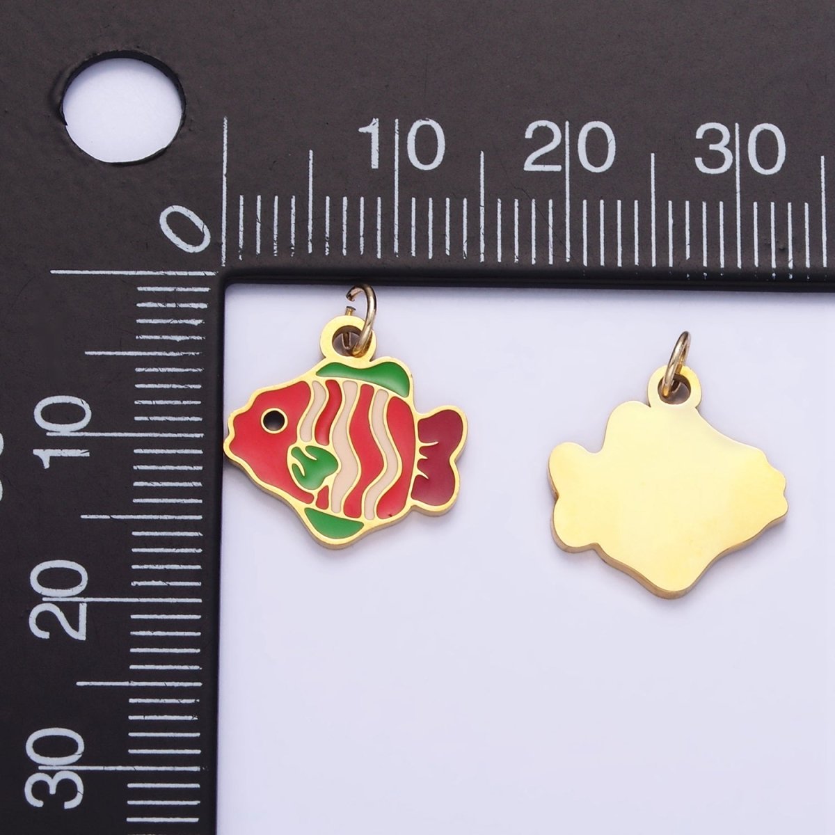 Stainless Steel Red Fish Charm Enamel Animal Jewelry Pendant | P1010 - DLUXCA