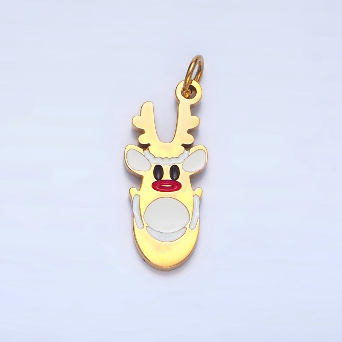 Stainless Steel Reindeer Animal Enamel Christmas Holidays Charm | P1346 - DLUXCA