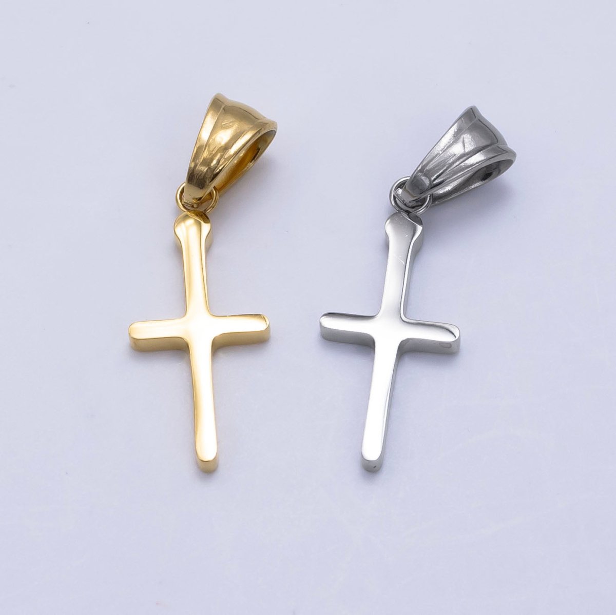 Stainless Steel Religious Cross Minimalist Pendant in Gold & Silver | P1289 - DLUXCA