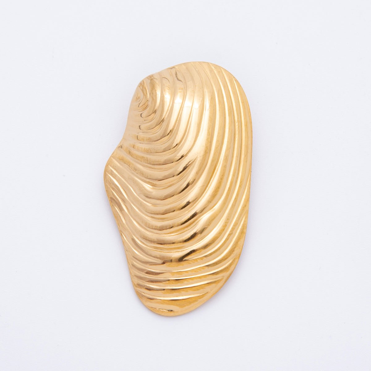 Stainless Steel Ribbed Minimalist Conch Sea Shell Charm | J511 - DLUXCA