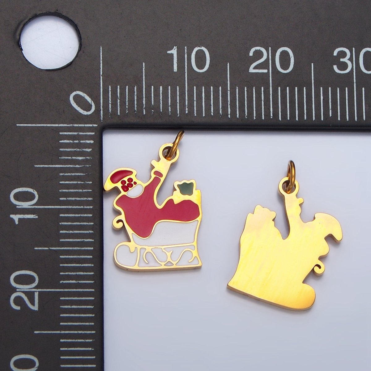 Stainless Steel Santa Claus Christmas Sled Enamel Holiday Charm | P1311 - DLUXCA