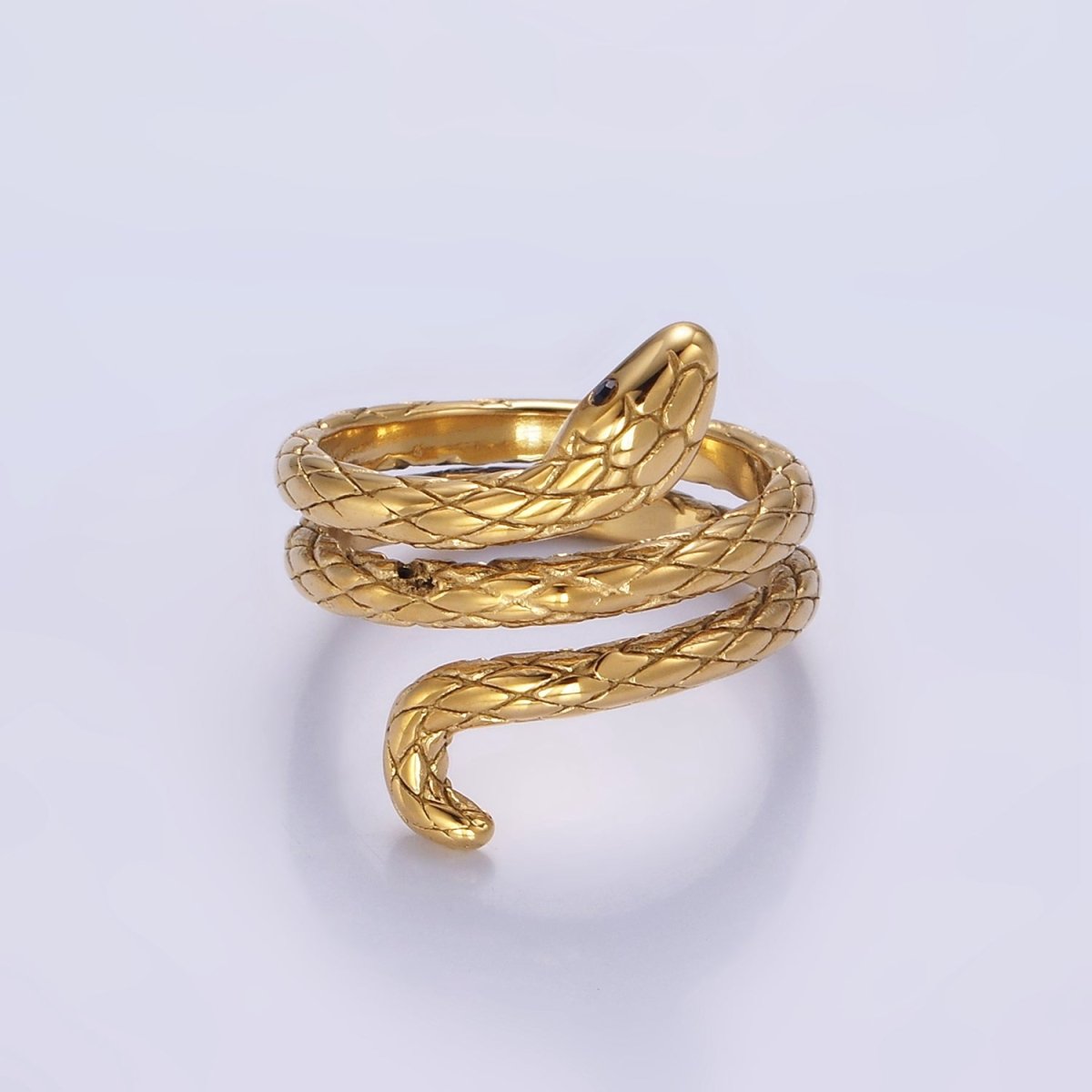 Stainless Steel Scaled Snake Serpent Triple Layered Wrap Ring | U019 - U021 - DLUXCA