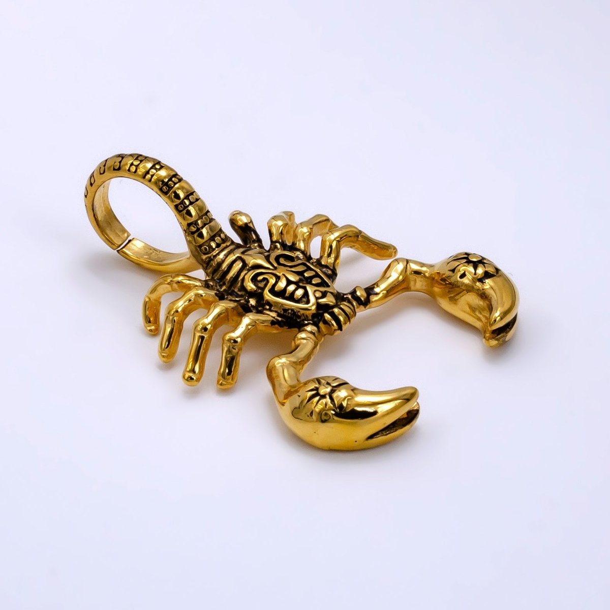 Stainless Steel Scorpion Insect Pendant in Gold & Oxidized Silver | P1076 - DLUXCA