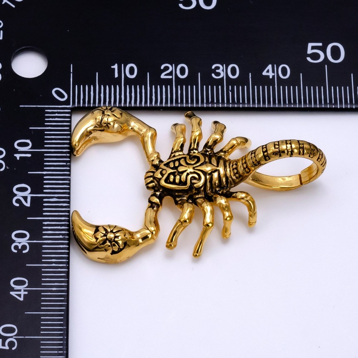 Stainless Steel Scorpion Insect Pendant in Gold & Oxidized Silver | P1076 - DLUXCA