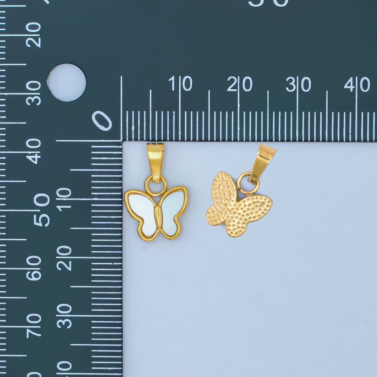 Stainless Steel Shell Pearl Butterfly Pendant | P1547 - DLUXCA