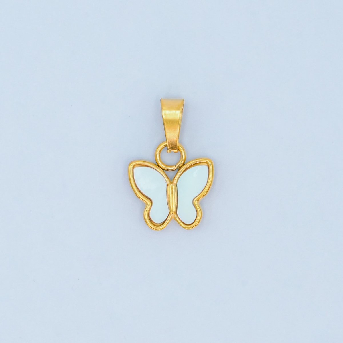 Stainless Steel Shell Pearl Butterfly Pendant | P1547 - DLUXCA