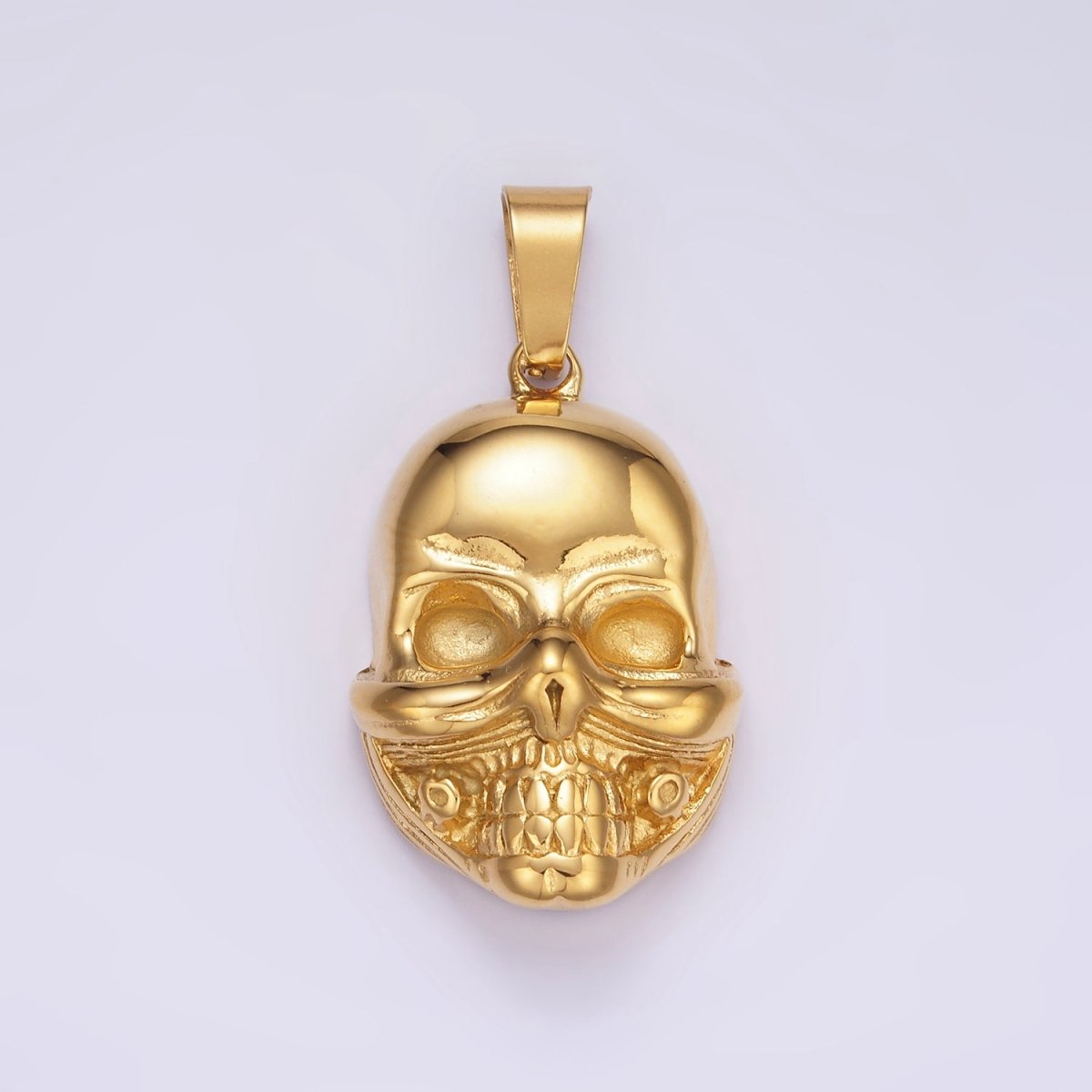 Stainless Steel Skull Charms Head Skeleton Pendant in Gold | P1426 - DLUXCA