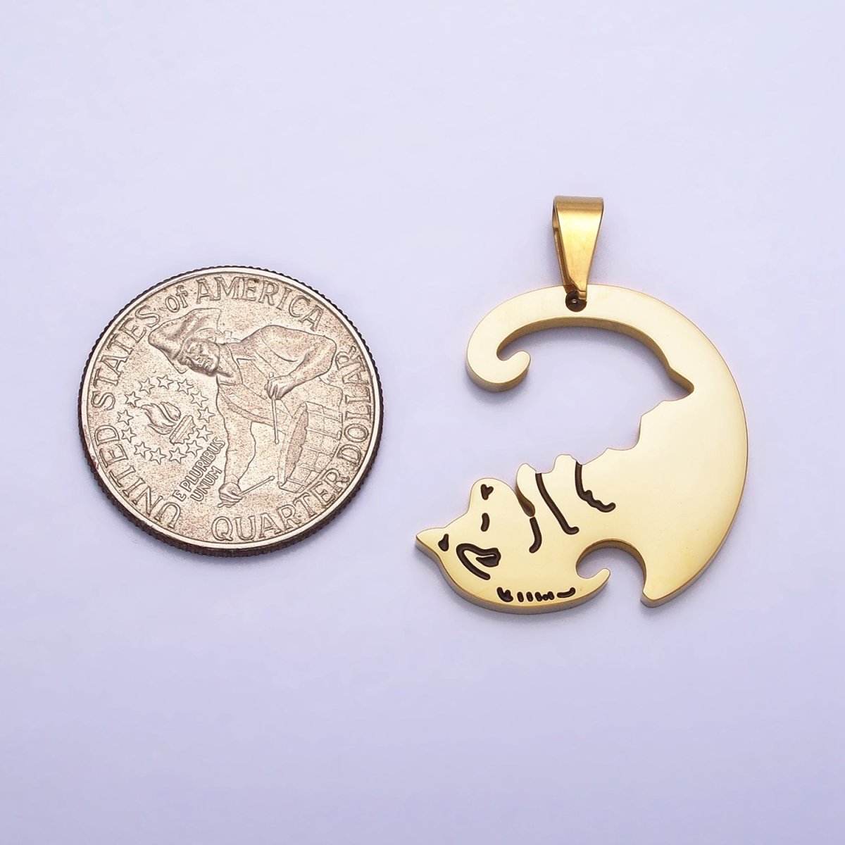 Stainless Steel Sleeping Dog Puppy Couple's Friendship Pendant Set in Gold & Silver | P - 1123 - DLUXCA