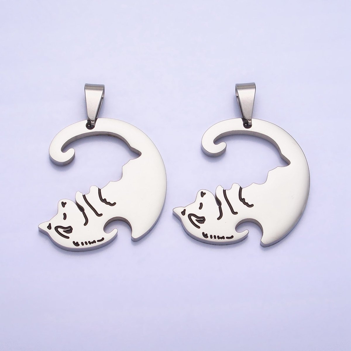 Stainless Steel Sleeping Dog Puppy Couple's Friendship Pendant Set in Gold & Silver | P - 1123 - DLUXCA