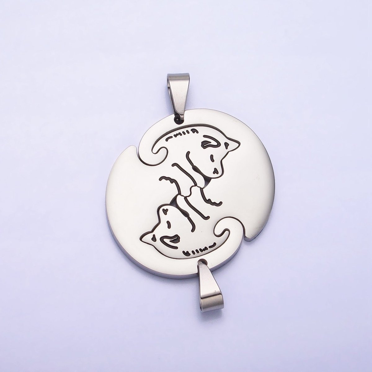 Stainless Steel Sleeping Dog Puppy Couple's Friendship Pendant Set in Gold & Silver | P - 1123 - DLUXCA