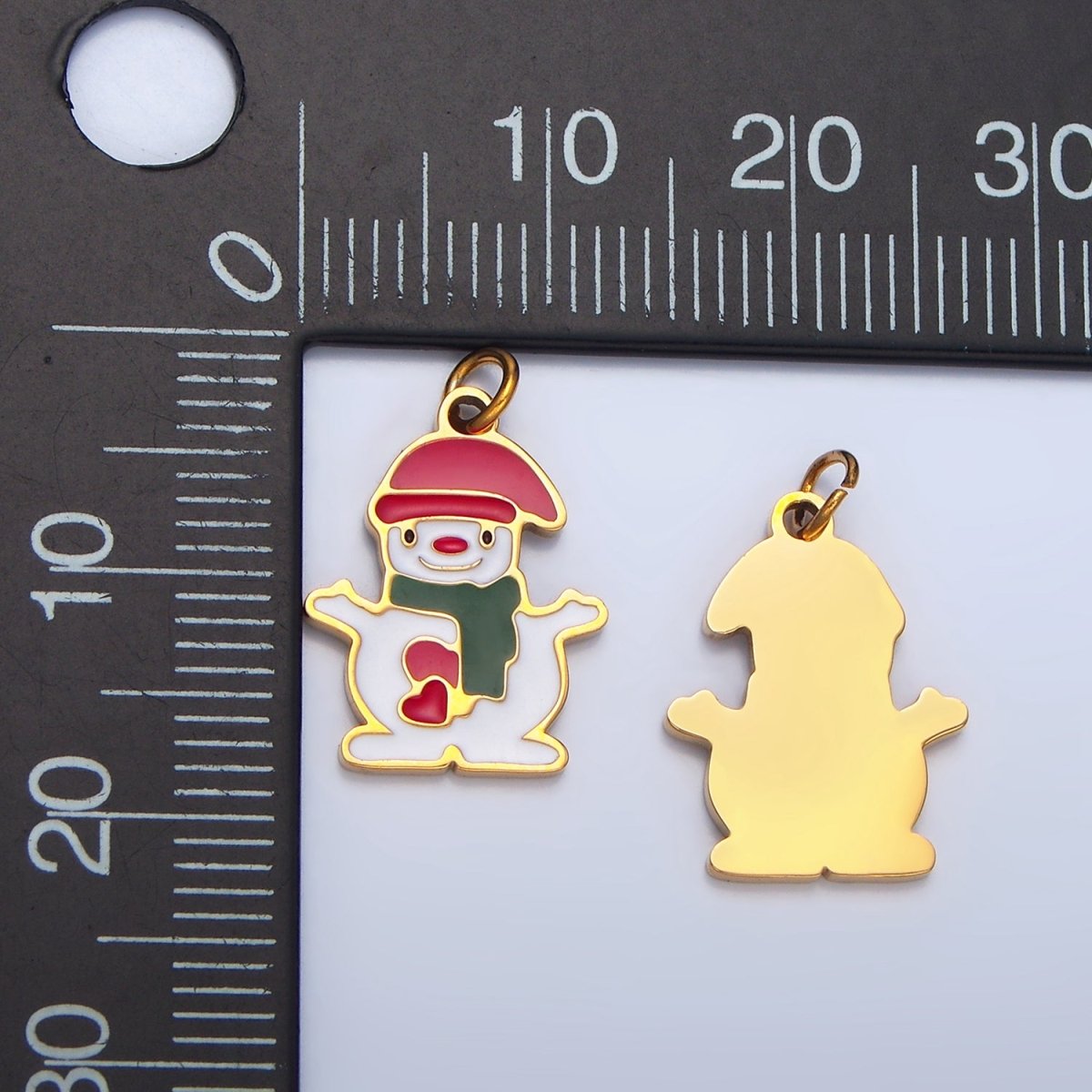 Stainless Steel Smiley Face Snowman Enamel Christmas Holiday Charm | P1302 - DLUXCA