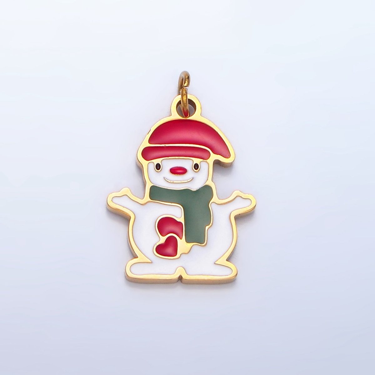 Stainless Steel Smiley Face Snowman Enamel Christmas Holiday Charm | P1302 - DLUXCA