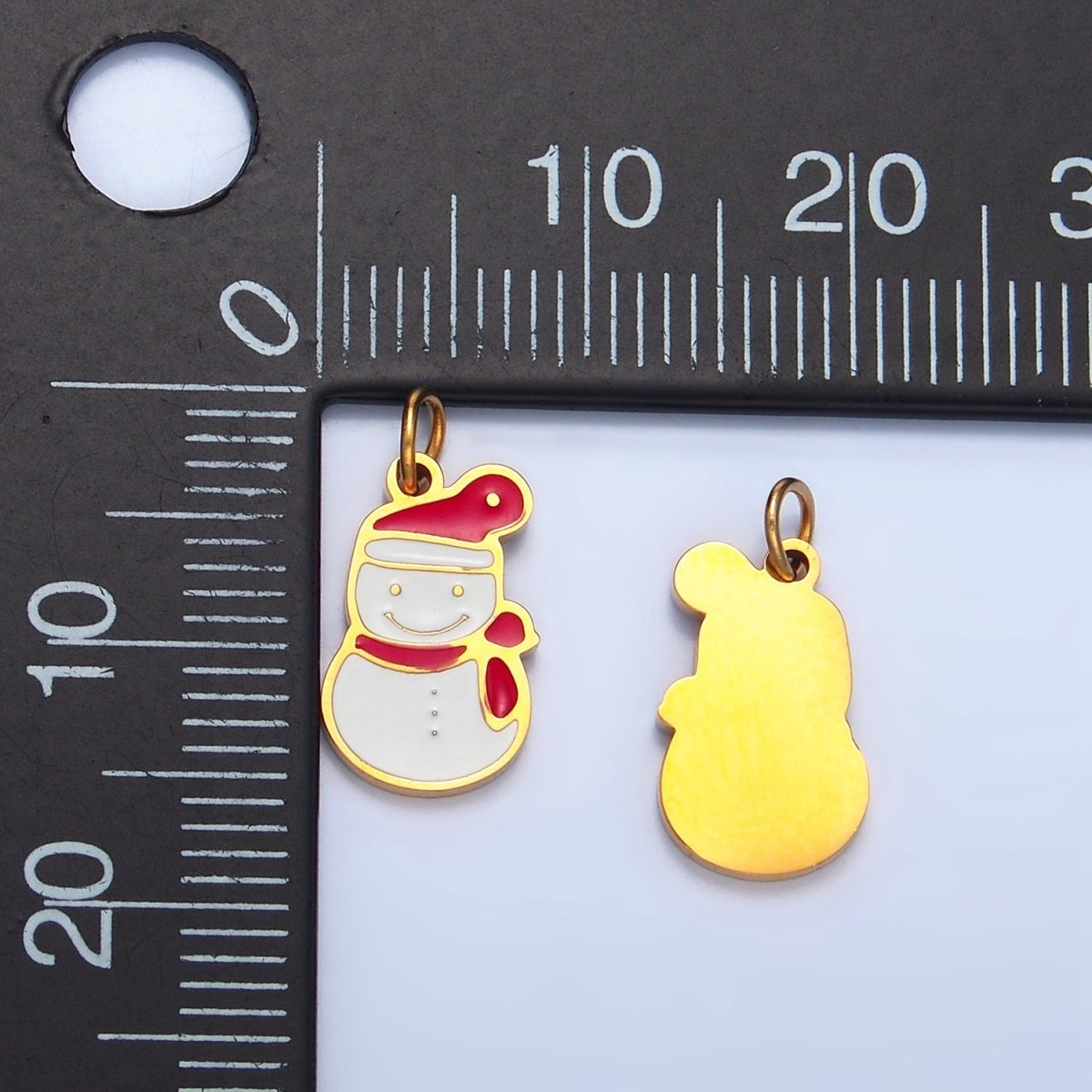 Stainless Steel Snowman Enamel Christmas Holiday Charm | P1372 - DLUXCA