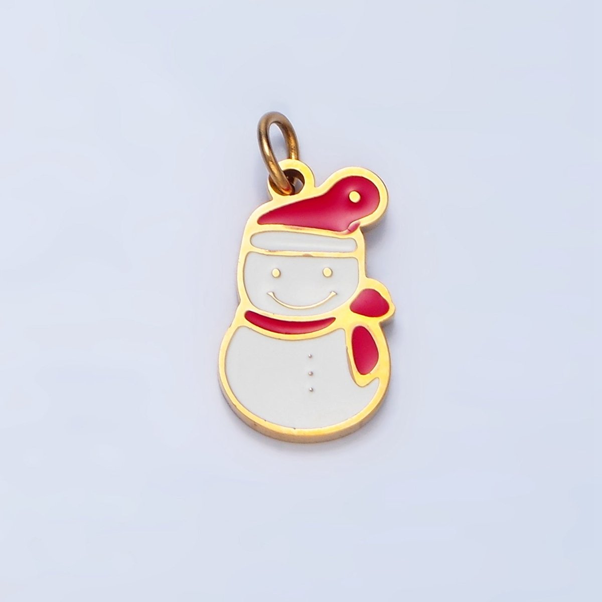 Stainless Steel Snowman Enamel Christmas Holiday Charm | P1372 - DLUXCA