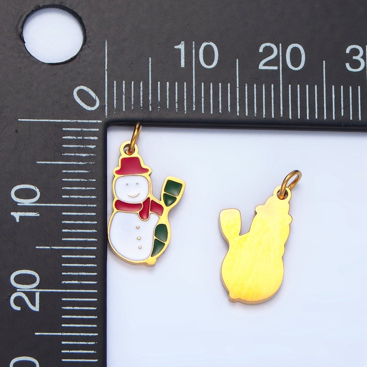 Stainless Steel Snowman Enamel Christmas Holiday Charm | P1499 - DLUXCA