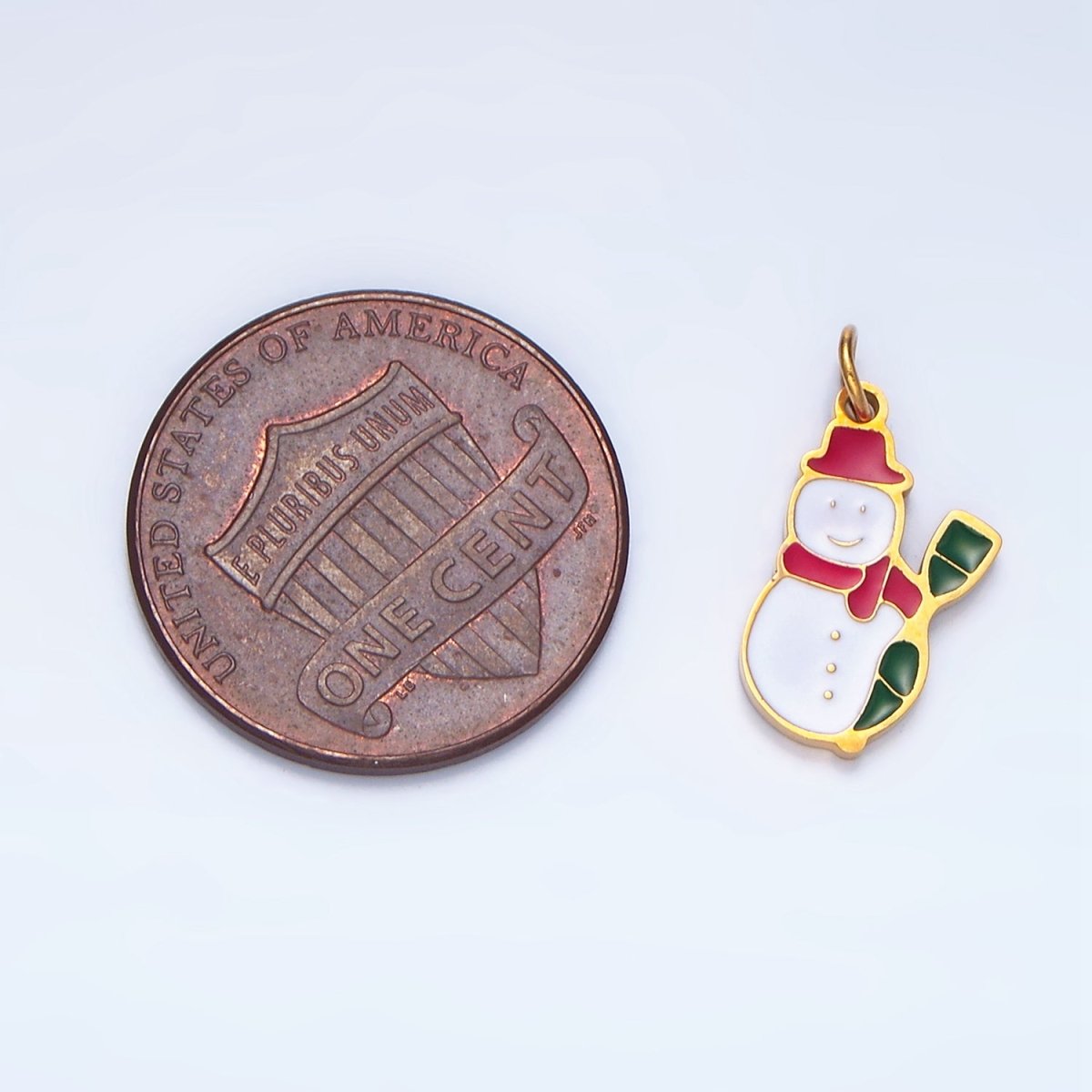 Stainless Steel Snowman Enamel Christmas Holiday Charm | P1499 - DLUXCA