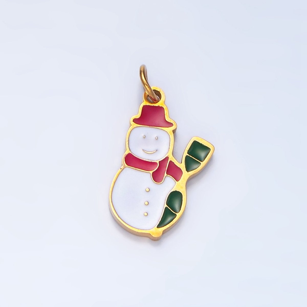 Stainless Steel Snowman Enamel Christmas Holiday Charm | P1499 - DLUXCA