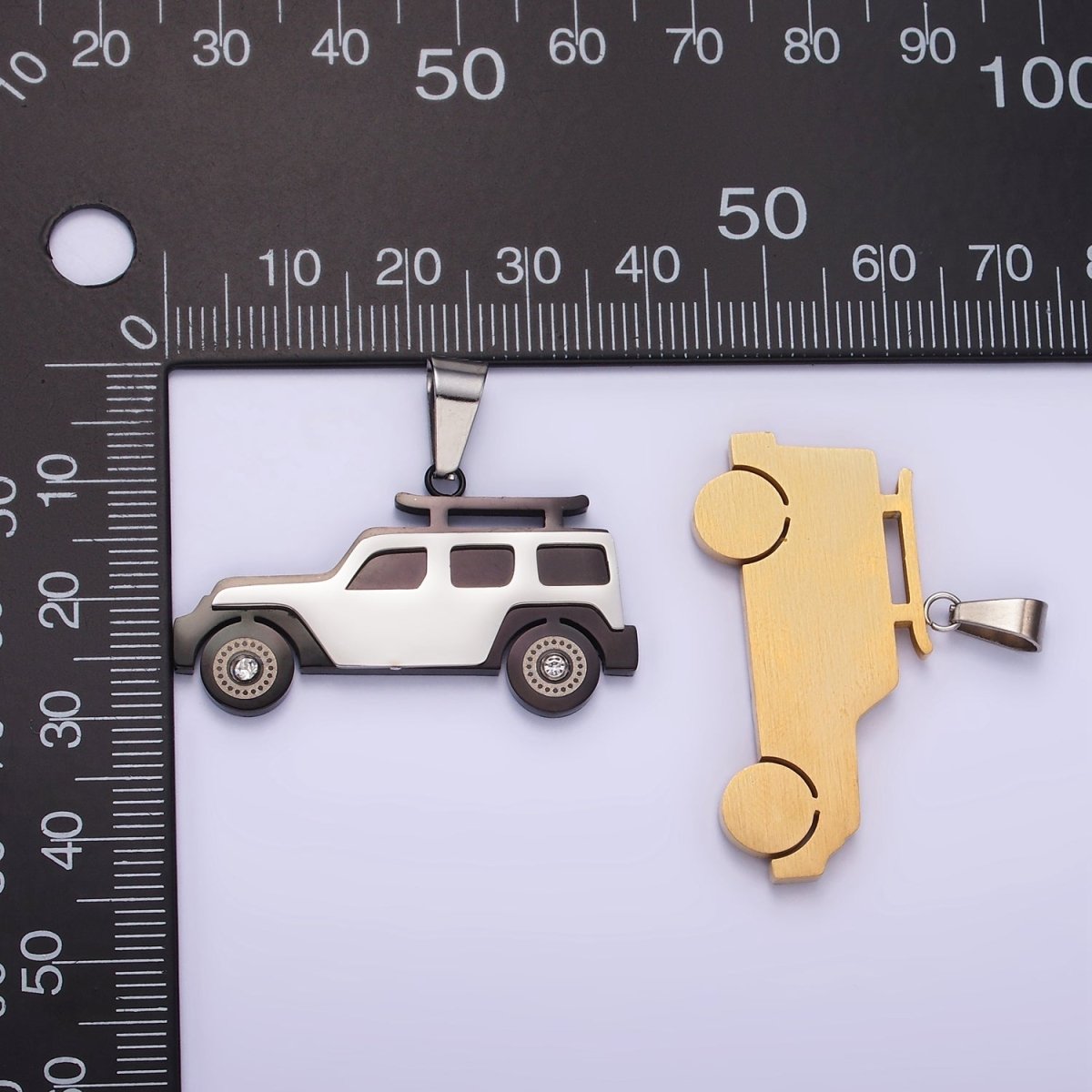 Stainless Steel SUV Car Charms Pendant in Gold & Silver | P1446 P1447 - DLUXCA