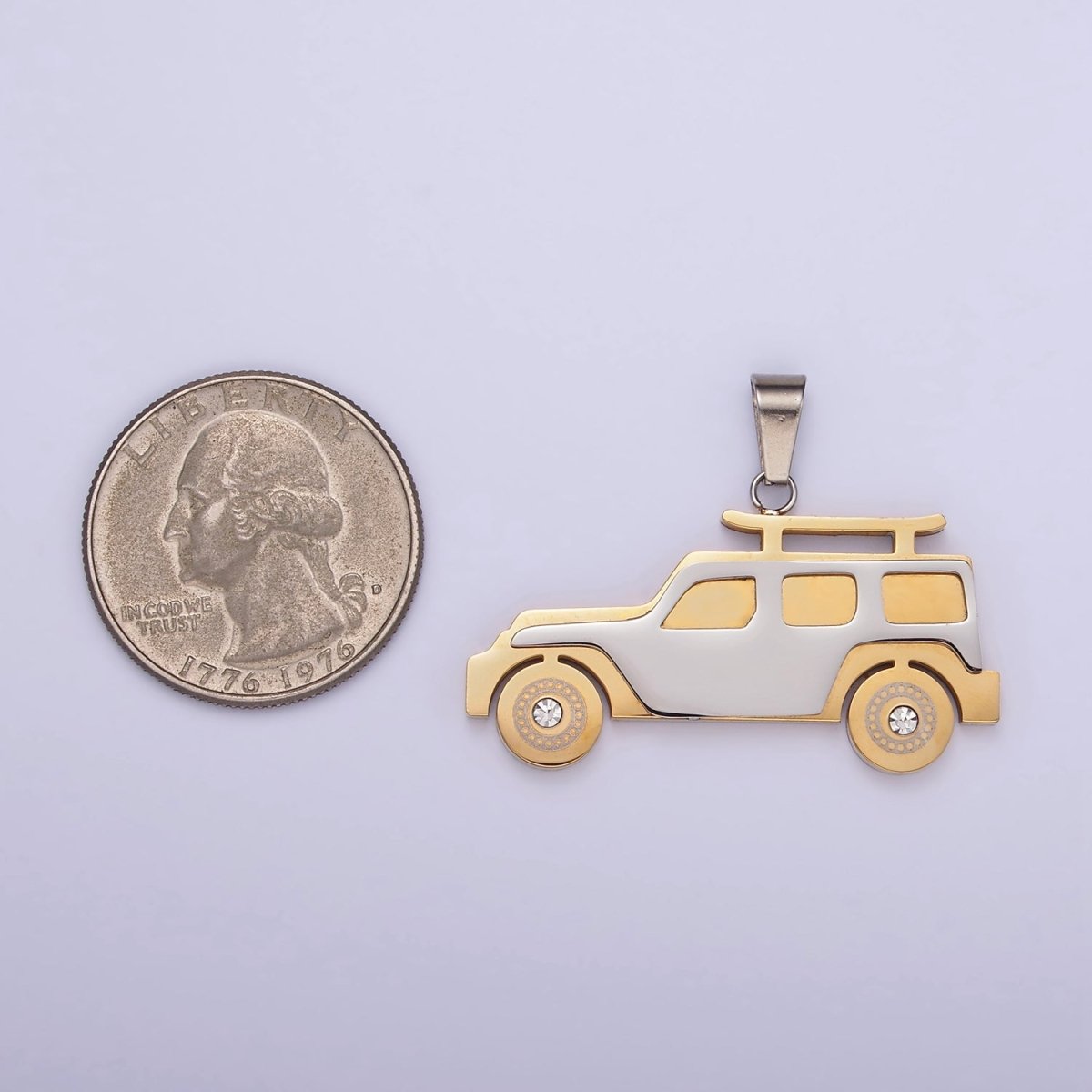 Stainless Steel SUV Car Charms Pendant in Gold & Silver | P1446 P1447 - DLUXCA