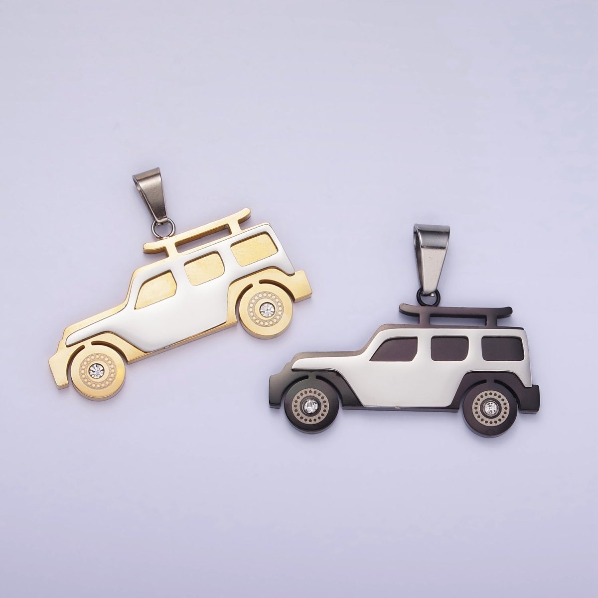 Stainless Steel SUV Car Charms Pendant in Gold & Silver | P1446 P1447 - DLUXCA