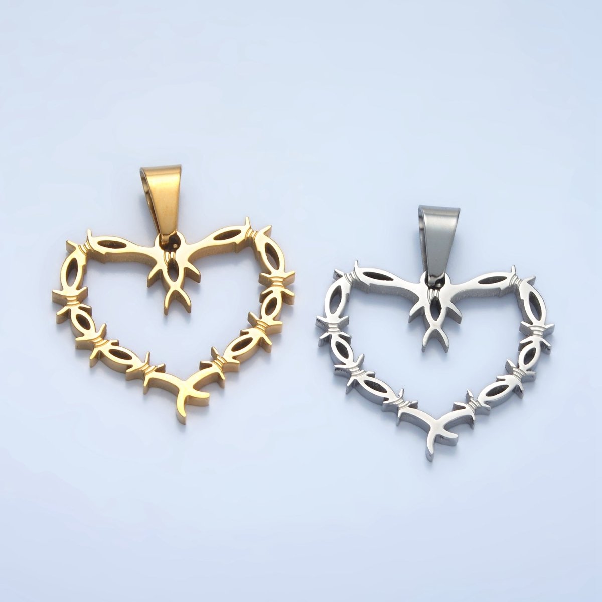 Stainless Steel Tied Knot Open Heart Pendant in Gold & Silver | P1483 - DLUXCA