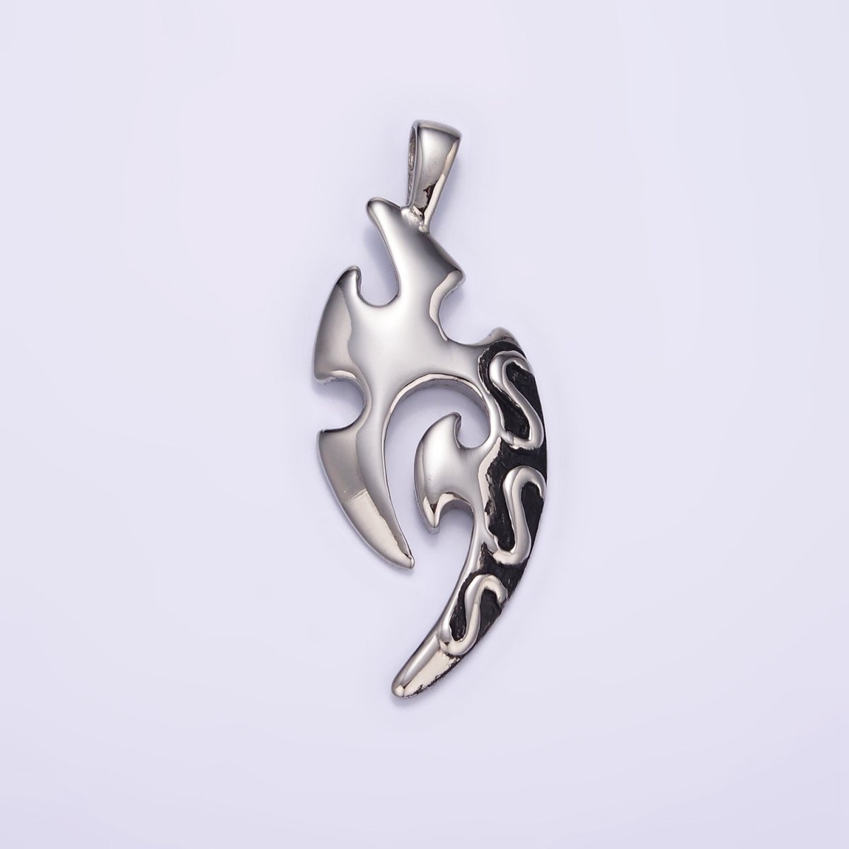 Stainless Steel Tribal Tattoo Charms Men Pendant in Silver | P1431 - DLUXCA