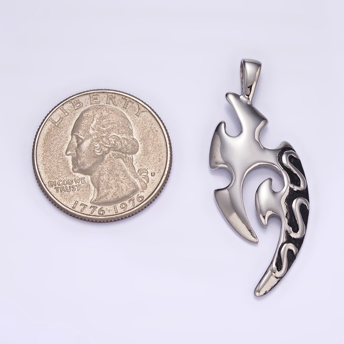 Stainless Steel Tribal Tattoo Charms Men Pendant in Silver | P1431 - DLUXCA