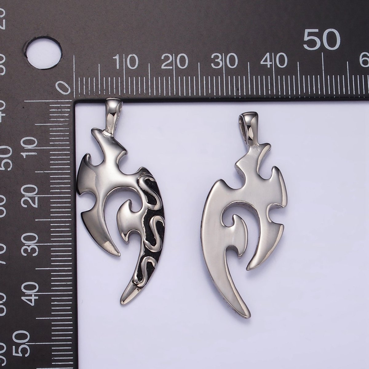 Stainless Steel Tribal Tattoo Charms Men Pendant in Silver | P1431 - DLUXCA