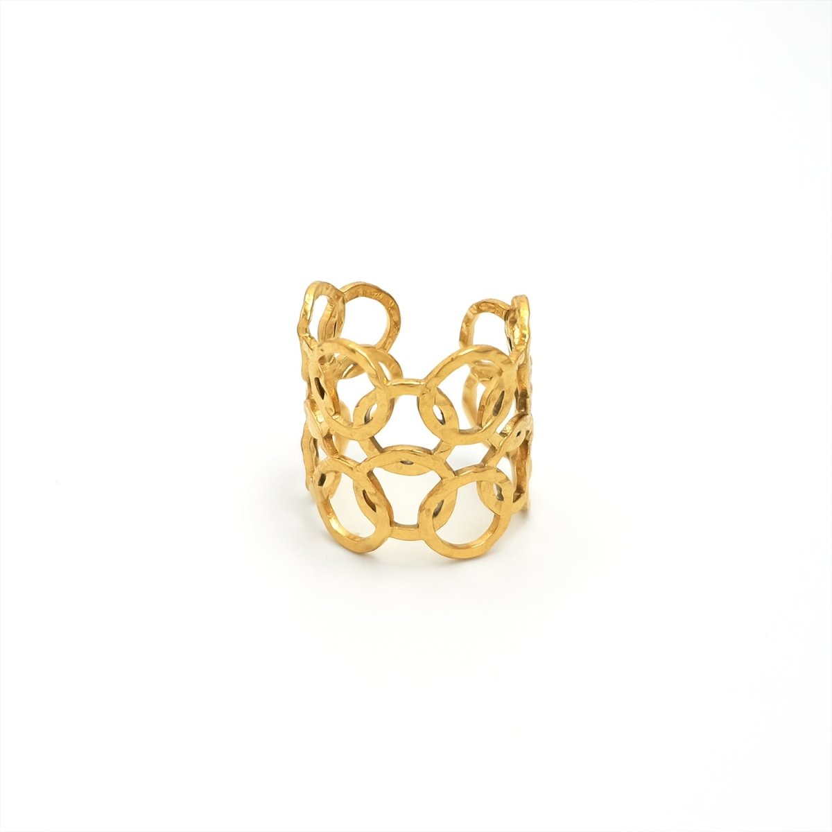Stainless Steel Triple Hammered Round Band Ring in Gold & Silver | Rings - 00224 - DLUXCA