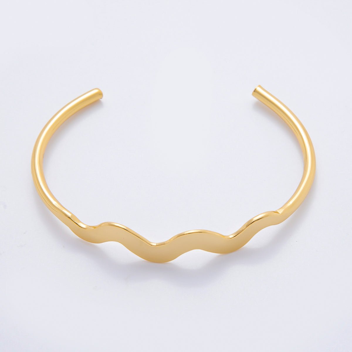 Stainless Steel Triple Wave Round Cuff Bangle Bracelet | WA - 3466 - DLUXCA