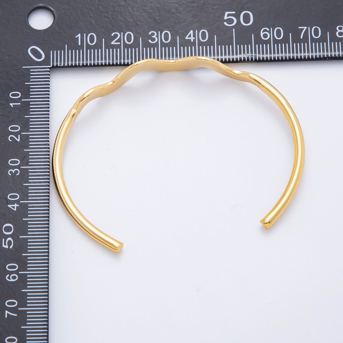 Stainless Steel Triple Wave Round Cuff Bangle Bracelet | WA - 3466 - DLUXCA