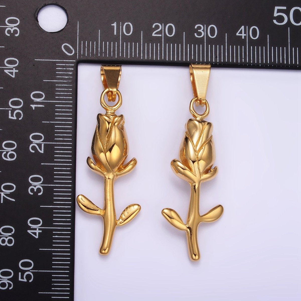 Stainless Steel Tulip Charms Flower Pendant in Gold | P1427 - DLUXCA